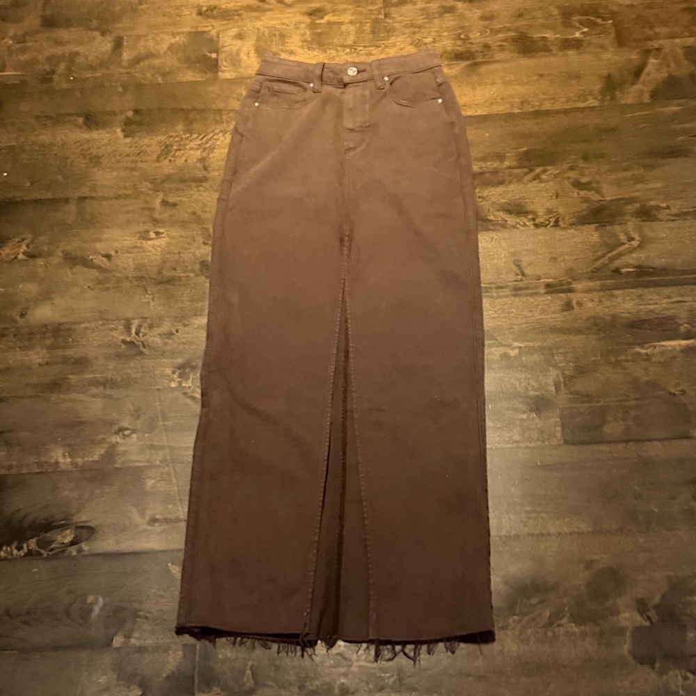 PAIGE Dark Brown Denim Skirt Size 23 - Picture 9 of 9